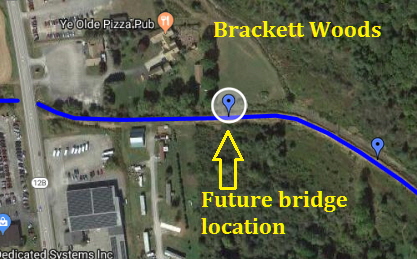 Future bridge to Barackett Woods Aerial small